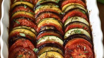 Baked Ratatouille with Tomatoes, Zucchini, and Eggplant