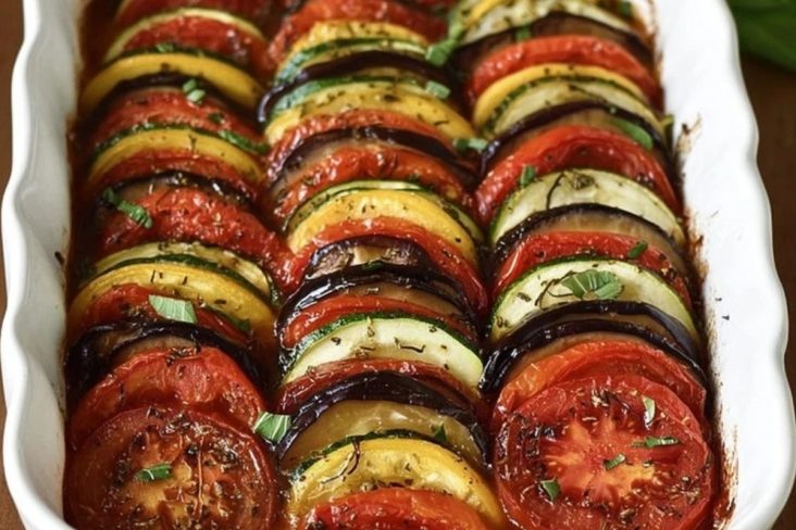 Baked Ratatouille with Tomatoes, Zucchini, and Eggplant