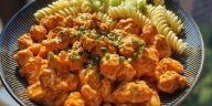 Buffalo Garlic Chicken Bites & Ranch Cajun Alfredo Twisted Pasta