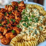 Buffalo Garlic Chicken Bites with Creamy Ranch Cajun Alfredo Pasta