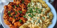 Buffalo Garlic Chicken Bites with Creamy Ranch Cajun Alfredo Pasta
