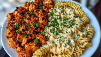 Buffalo Garlic Chicken Bites with Creamy Ranch Cajun Alfredo Pasta