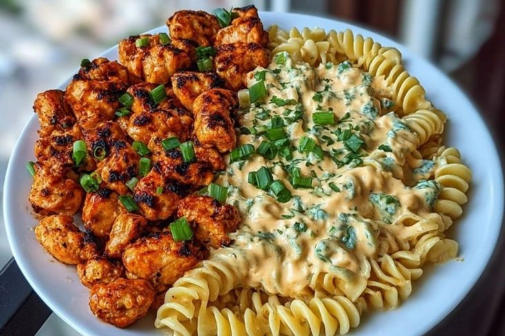 Buffalo Garlic Chicken Bites with Creamy Ranch Cajun Alfredo Pasta