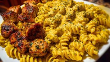 Cajun Chicken Rotini in Creamy Mozzarella Velveeta Sauce