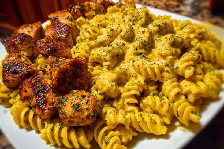 Cajun Chicken Rotini in Creamy Mozzarella Velveeta Sauce