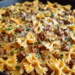 Cajun Cream Cheese Alfredo Bowties with Spiced Ground Beef