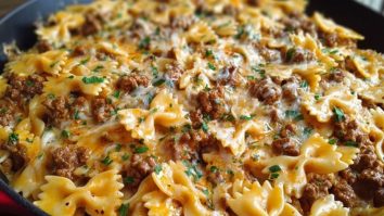 Cajun Cream Cheese Alfredo Bowties with Spiced Ground Beef