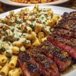 Cheesy Cajun Garlic Butter Steak with Creamy Rigatoni