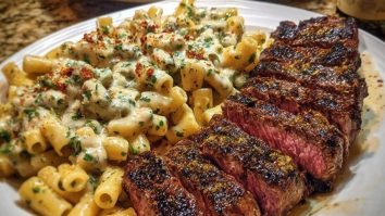 Cheesy Cajun Garlic Butter Steak with Creamy Rigatoni