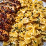 Cheesy Garlic Cajun Chicken Bowtie Pasta in Alfredo Sauce