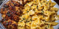 Cheesy Garlic Cajun Chicken Bowtie Pasta in Alfredo Sauce