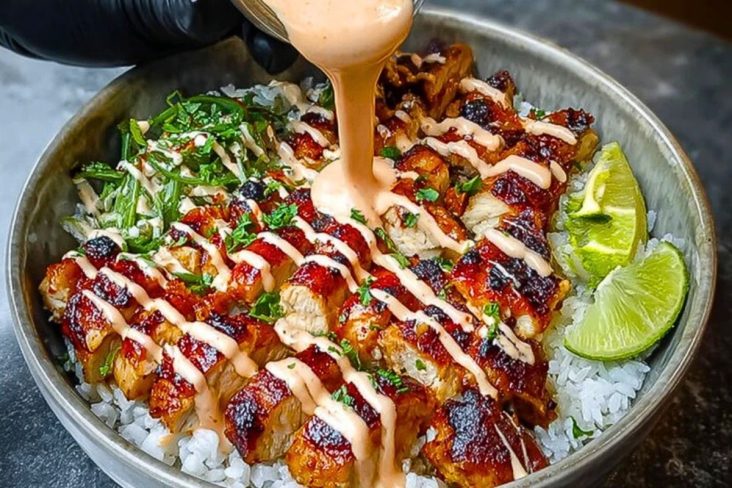 Chili Chicken Bowl with Coconut Lime Drizzle