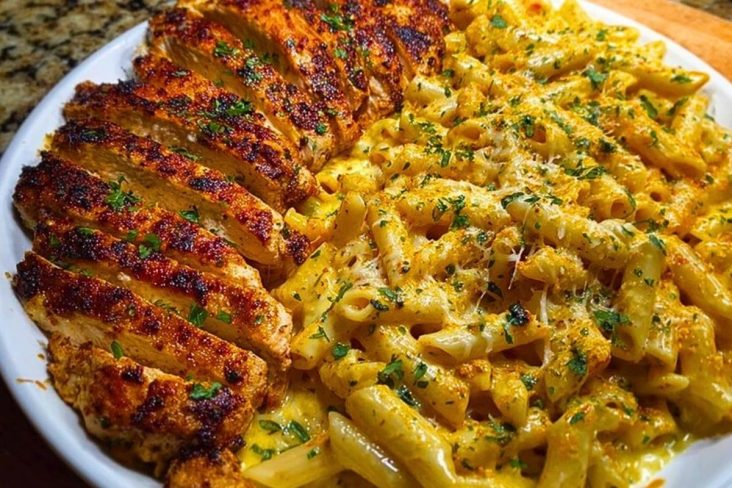 Creamy Cajun Chicken Pasta with Parmesan, Garlic, and Mozzarella