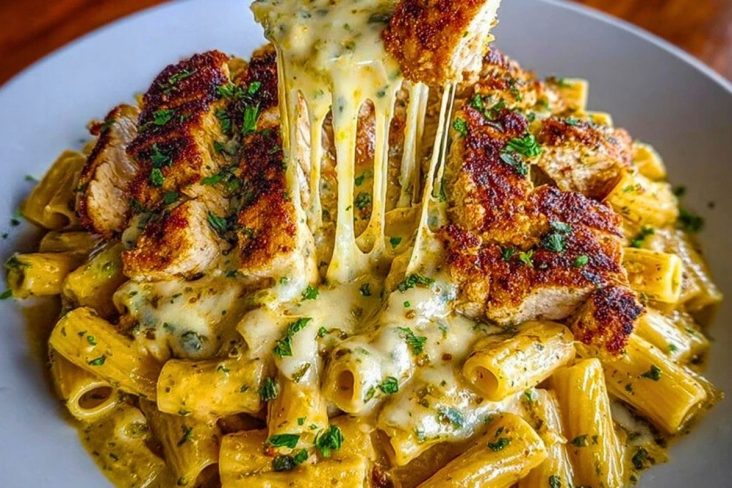 Creamy Cajun Chicken Rigatoni with Garlic Mozzarella Sauce