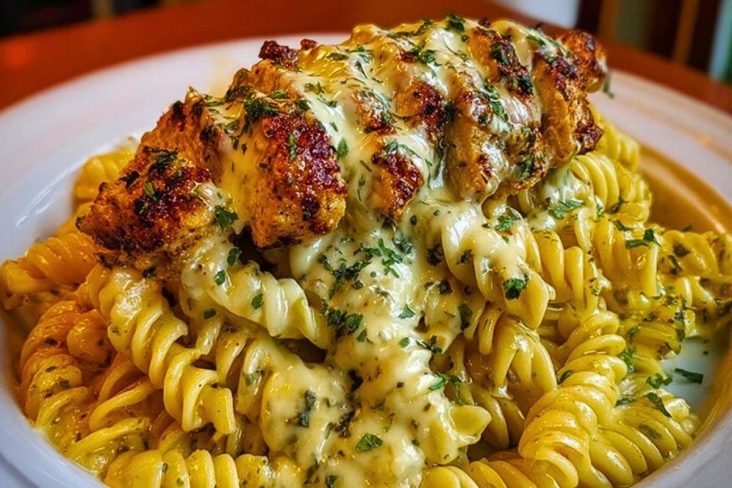 Creamy Cajun Chicken Rotini with Garlic Mozzarella Sauce