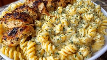 Creamy Garlic Butter Chicken and Rotini in Parmesan Sauce