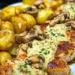 Creamy Garlic Mushroom Alfredo Chicken & Potatoes