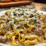 Creamy Parmesan Beef Fettuccine with Garlic Butter Sauce