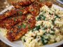 Creamy Parmesan Spinach Rice with Spicy Garlic Chicken