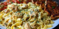 Creamy Velveeta Chicken Fettuccine with Garlic Cheese Sauce