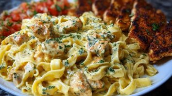 Creamy Velveeta Chicken Fettuccine with Garlic Cheese Sauce