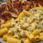 Creamy Velveeta Chicken Rigatoni with Mozzarella Garlic Sauce