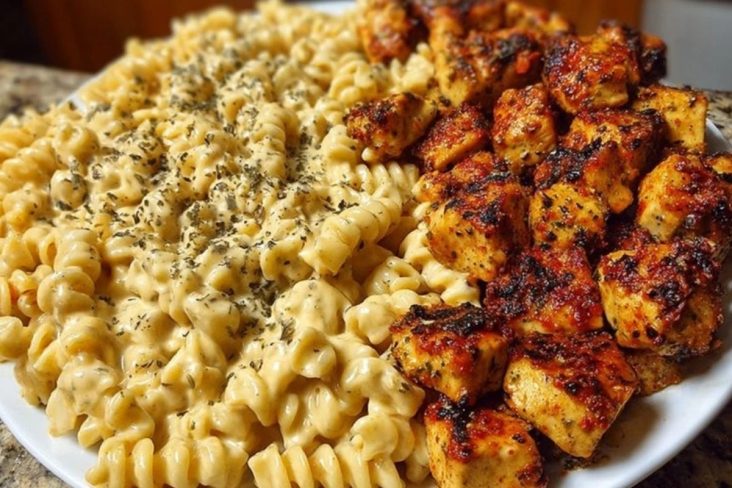 Creamy Velveeta Chicken Rotini with Mozzarella Garlic Sauce