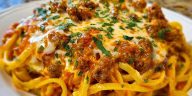 Creamy Velveeta Linguine with Italian Beef Marinara