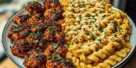Crispy Chicken Bites & Blackened Cajun Alfredo with Roasted Corn Twists