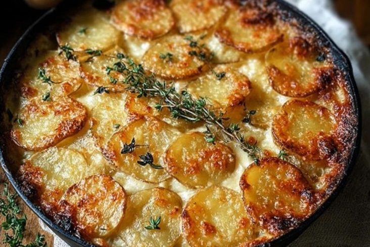 Crispy Parmesan and Gruyere Potato Gratin