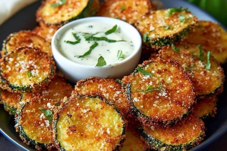 Crispy Zucchini Chips with Basil Mayo