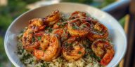 Delicious Creamy Garlic Butter Shrimp Bowl Recipe with Herb Rice