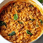 Delicious Ground Beef Orzo with Tomato Cream Sauce
