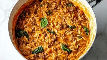 Delicious Ground Beef Orzo with Tomato Cream Sauce