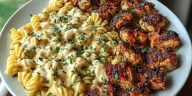 Delicious Tuscan Garlic Chicken Bites with Sun-Dried Tomato Cajun Alfredo Pasta Recipe