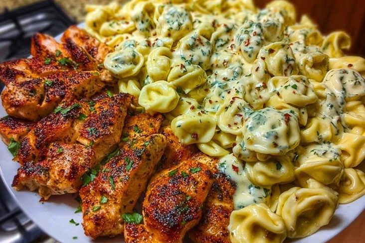 Easy Creamy Velveeta Chicken Tortellini with Mozzarella Garlic Sauce One-Pot Dinner