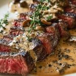 French Seared Steak with Cognac Cream Sauce