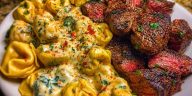 Garlic-Steak-Cheese-Filled-Tortellini-Skillet.