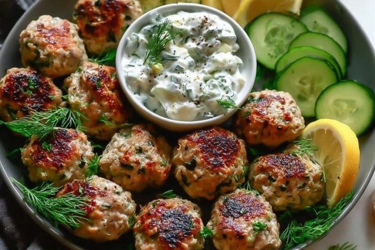 Greek Turkey Meatballs with Tzatziki Sauce