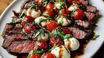 Grilled Flank Steak Caprese with Balsamic Dressing