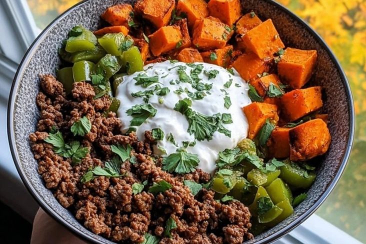 Ground Beef Sweet Potato Power Bowl