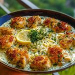 Herbed Chicken Alfredo with Truffle Feta Cream & Crispy Parmesan Leeks