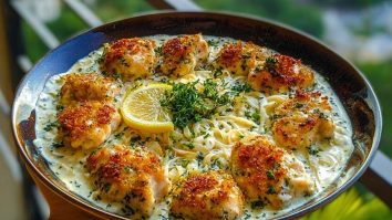 Herbed Chicken Alfredo with Truffle Feta Cream & Crispy Parmesan Leeks