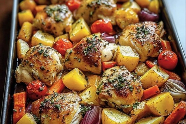 Insanely Good One-Pan Herb Chicken & Roasted Veggie Bake
