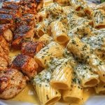 Rigatoni in Cheesy Italian Herb Alfredo with Cajun Chicken