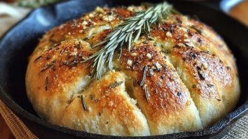 Rustic Garlic Rosemary Skillet Bread