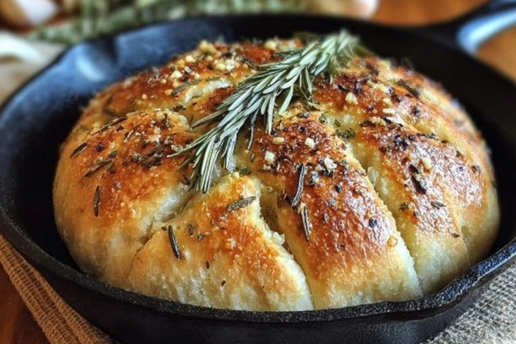 Rustic Garlic Rosemary Skillet Bread