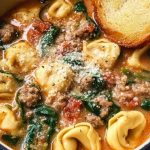 Sausage Tortellini Soup with Spinach & Fennel