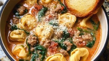 Sausage Tortellini Soup with Spinach & Fennel