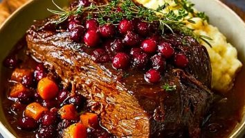 Slow-Braised Beef Roast with Cranberry Balsamic Glaze